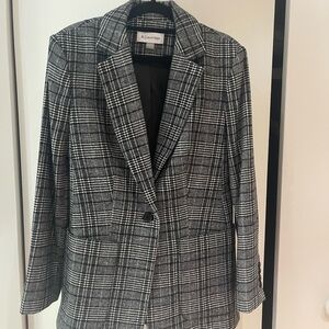 Calvin Klein Women's Gray Plaid Blazer